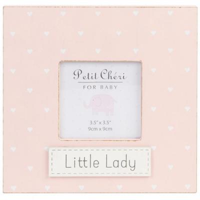 [Q3422] - Wooden Photo Frame 'Little Lady' Pink - 19x19 Cm - Photo 9x9 Cm