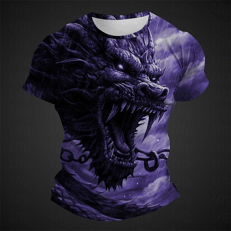 Men's T-Shirts Retro Animal Street 3d Print Short Sleeves Vintage Top T Shirt For Men Clothing Oversized Shirt Tee Summer T-Shirts Men’s