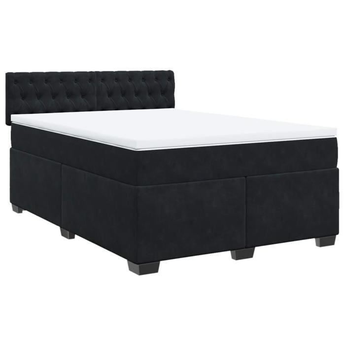 VidaXL Sommier à lattes de lit avec matelas Noir 140x190 cm Velours, lit, lit à plate-forme, lit à panneaux, meuble de 3288614