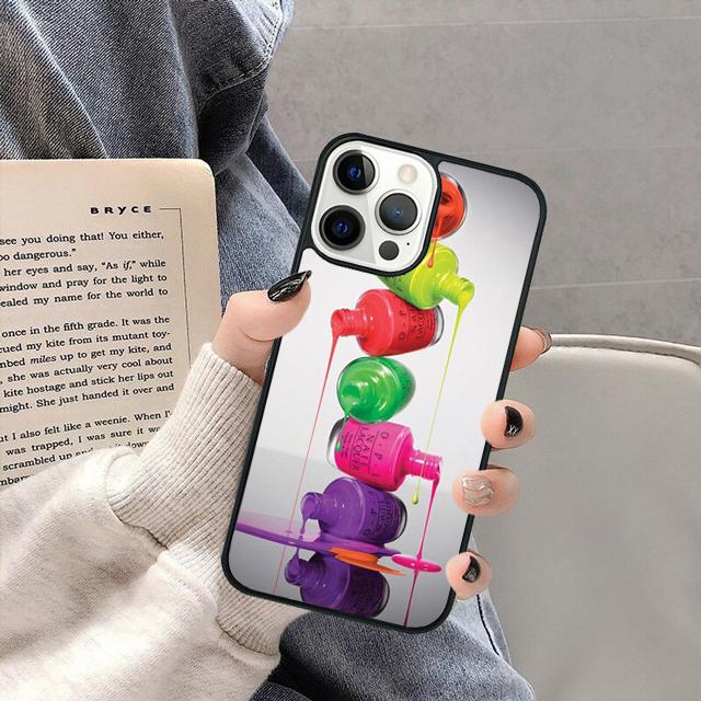 Nagellack Collage Handyhülle Cover für iPhone 17 Air 16 16e 15 13 14 11 12 Pro Max Plus coque fundas Schale