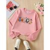 European Sizes Girls' Long-Sleeve Crewneck Sweatshirt "Halloween School Supplies" Printed Top, Casual for Celebrations & Everyday Wear