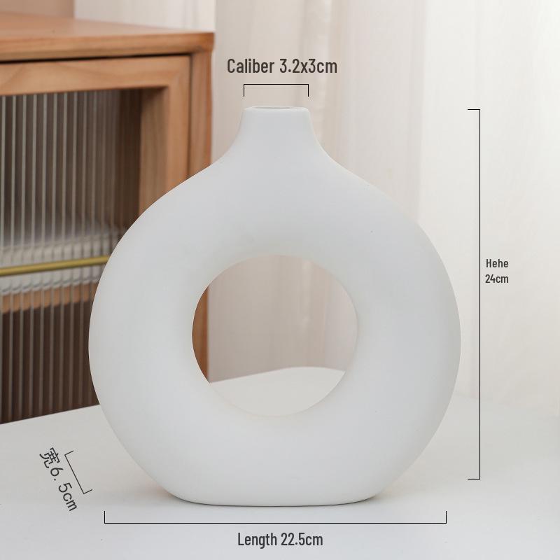 Nordic Ceramic Circle Vase - Creative Home Decor for Living Room