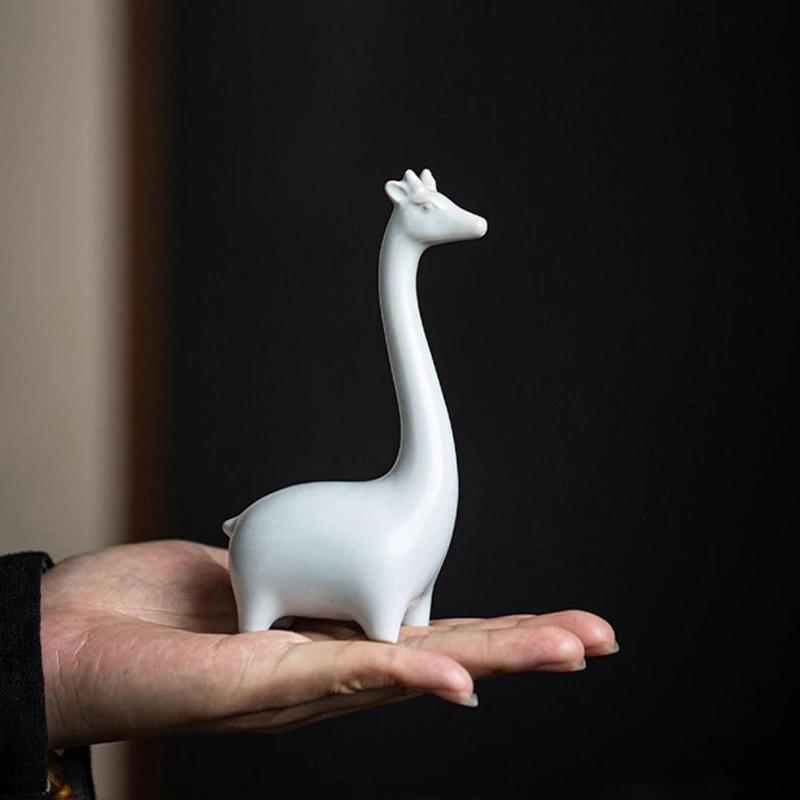 Giraffe Elefant Mini Keramikfigur Desktop Tier Skulptur Modern Minimalistisch Dekorative Ornamente für Heim- Büro-Dekor
