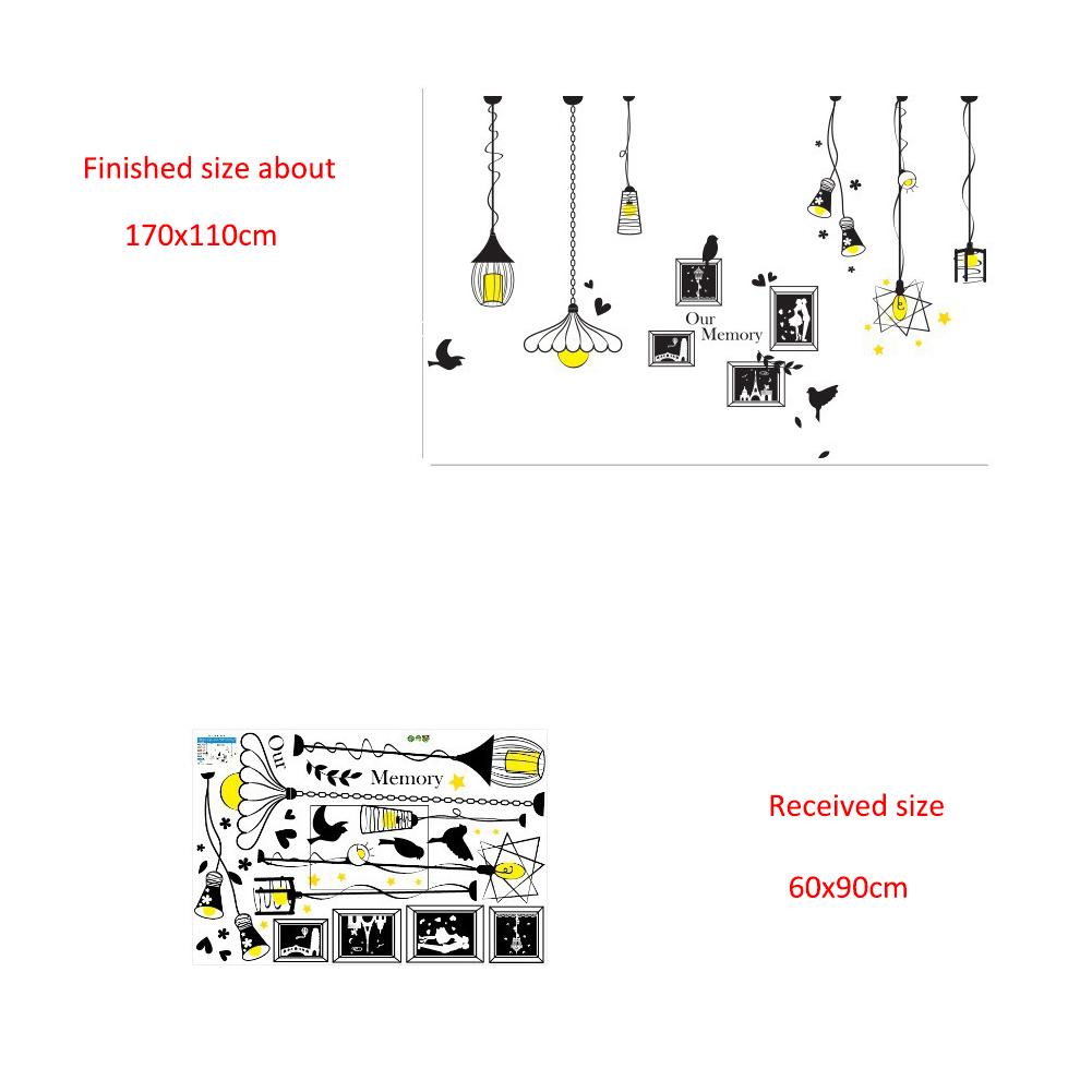 Adesivo da Parete Lampadario Stile Nordico Colorato Rimovibile Decorazione Sfondo TV per Camera da Letto e Soggiorno Adesivo Vetro Finestra