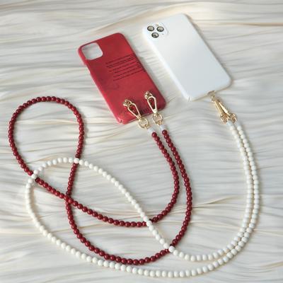 New Phone Accessory Long Cellphone Chain Anti Lost Universal Solid Bead Shoulder Neck Crossbody Phone Strap Case Holder Chain