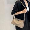 French Minimalist Lychee Grain Cowhide Crossbody Bag - Large Capacity with Adjustable Wide Shoulder Strap for Women