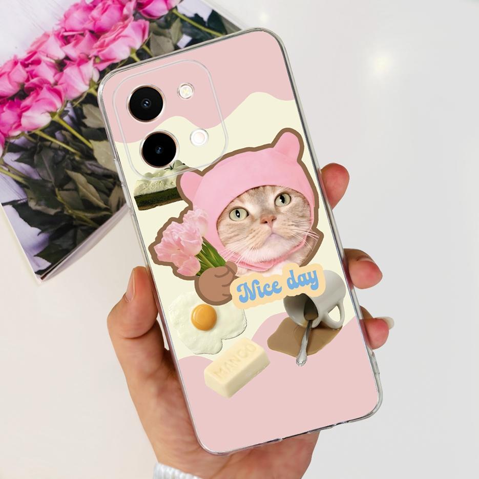 For Vivo Y28 4G Case V2352 Cute Cat Panda Painted Cover Soft Silicone Phone Case For Vivo Y28 Y 28 VivoY28 4G Funda 6.68'' Coque