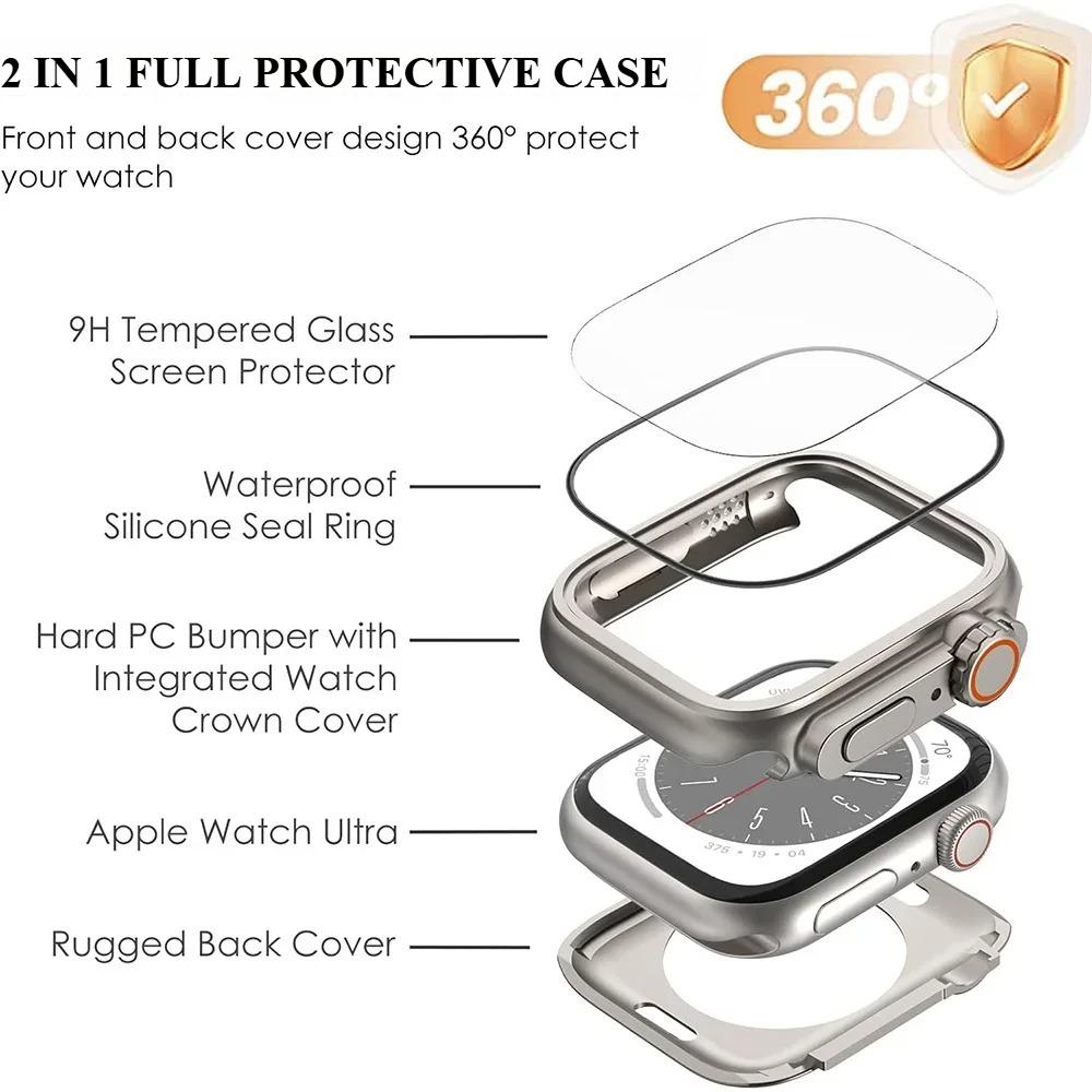 Coque Protection Écran pour Apple Watch Cover 46mm 42mm 45mm 44mm 41mm 40mm Pare-chocs Protecteur Dur en PC pour Iwatch 11 10 9 8 7 6 5 SE