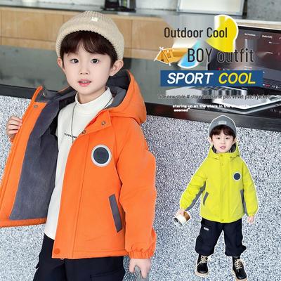 Boys' Thick Fleece Lined Parka - 2025 Autumn/Winter Korean Style Trendy Jacket