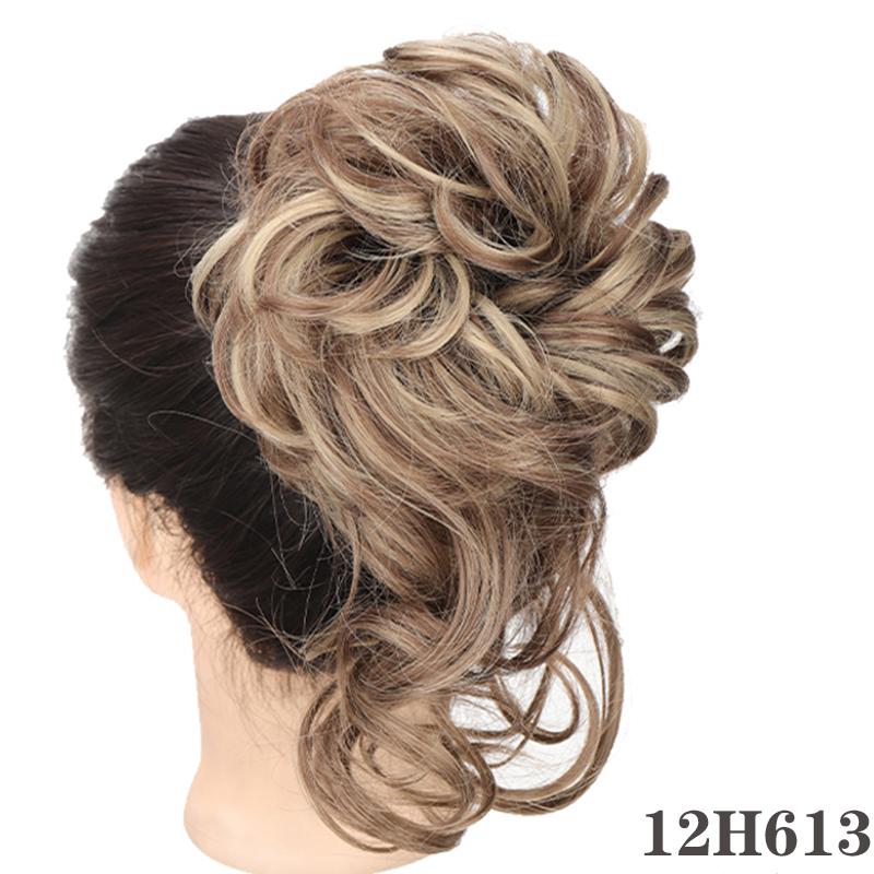 Synthetic Hair Chignons Messy Scrunchies Elastic Band Hair Bun Straight Updo Hairpiece Hair Extension for Women