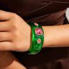 Smudging Irregular Wide Open Bracelet Bohemian Dopamine Hand Ring Acrylic Rhinestone Bangle  Women