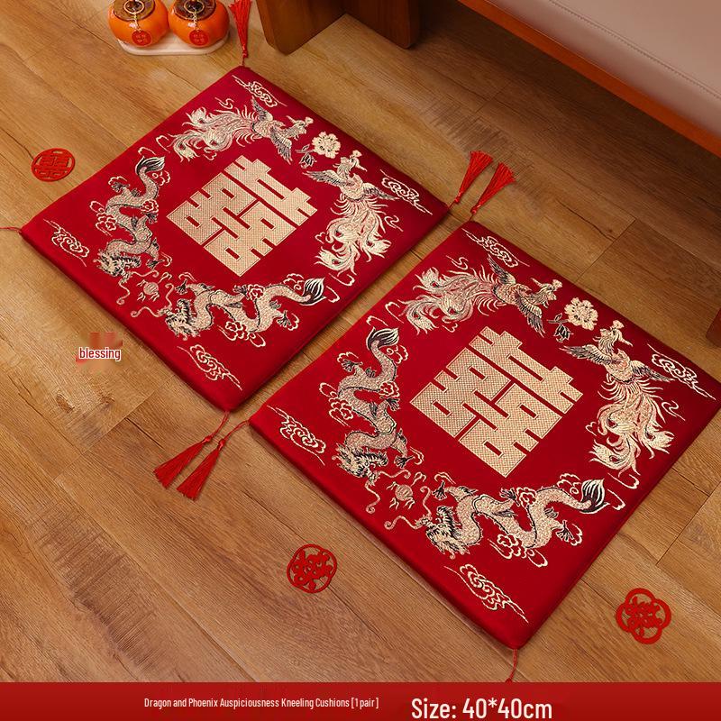 Свадебный набор подушек «Двойное счастье» красного цвета для гостиной или свадебного номера 40x40cm with cushion