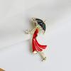 Pearl Drip Umbrella Girl Rhinestone Brooch: Versatile Anime Shirt Accessory