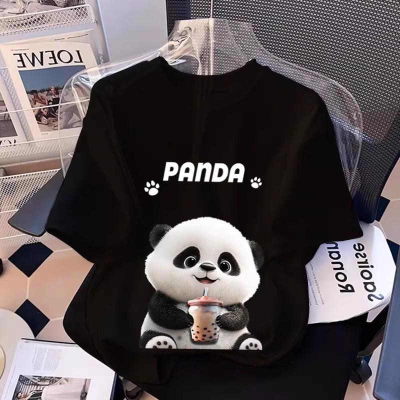 2026 Summer Cartoon Panda Casual Women’s Loose Short-Sleeve T-Shirt