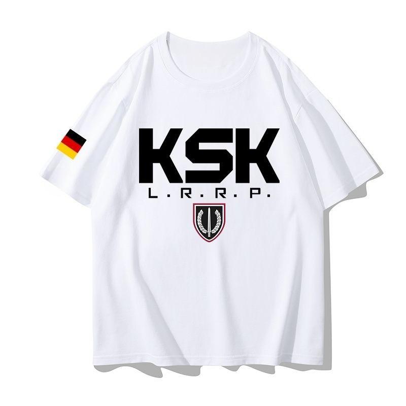 GerUnisexy Ksk GerUnisex Special Forces Tshirt Military Fan Military Style Tactical Casual Shortsleeved Top pure Cotton Tee Summer