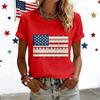 Women's American Floral Patchwork Print Casual T-Shirt 250Th Anniversary USA Shirt Patriotic Tshirt