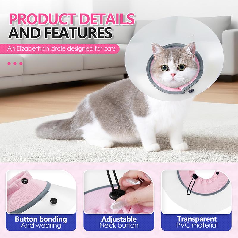 Adjustable Elizabeth Cat Collar Lightweight Anti-Bite Lick Transparent Health Training Pet Protective Collar for Cat Jouet Chats