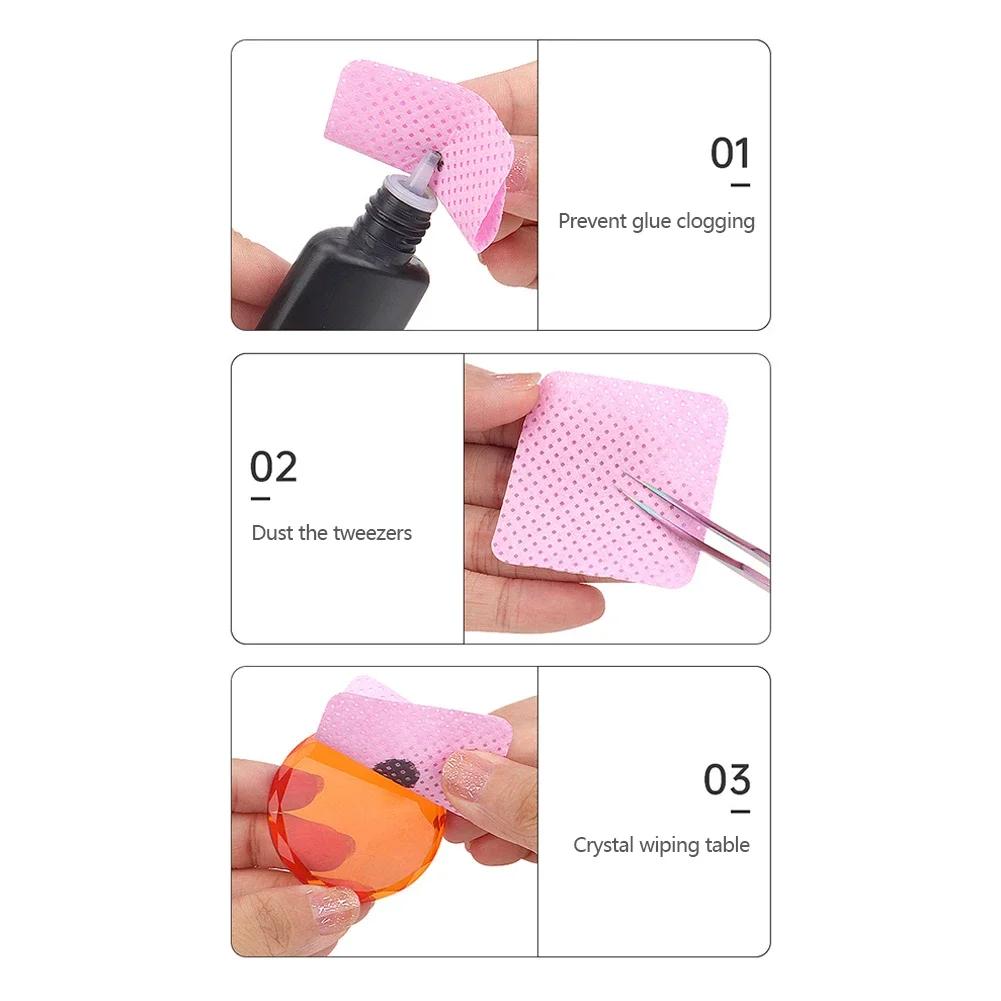 200Pcs Lint-Free Paper Cotton Wipes Eyelash Extension Glue Remover Pads Lashes Grafting Cleaning Glue Mouth Wipe Makeup Tool