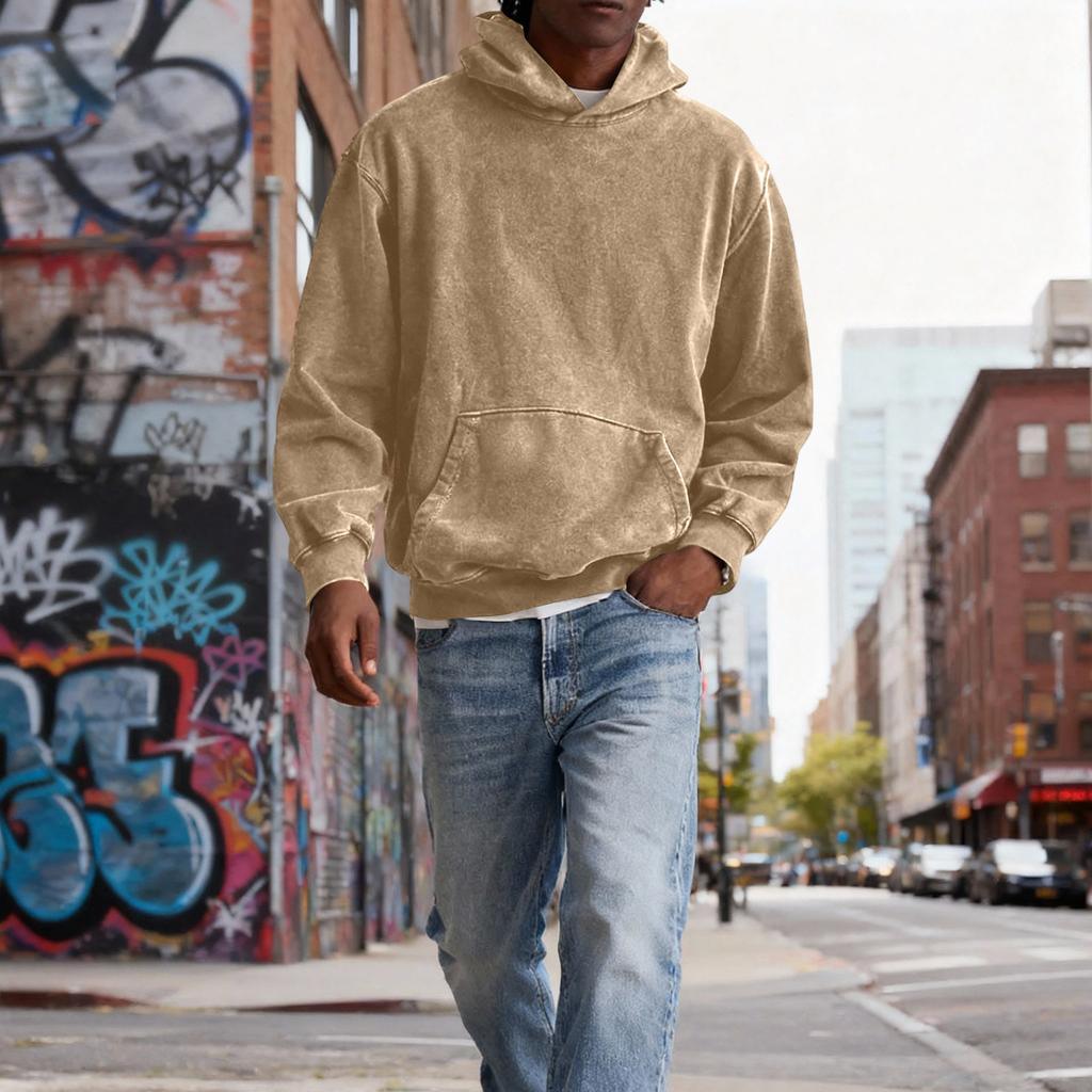 Men Hooded Pullover With Pocket Long Sleeve Fleece Sweatshirt Workout Tops Fall Fashion Hoodie