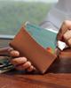 Matt Dakota Cowhide Combination Slim Button Business Card Holder Brown