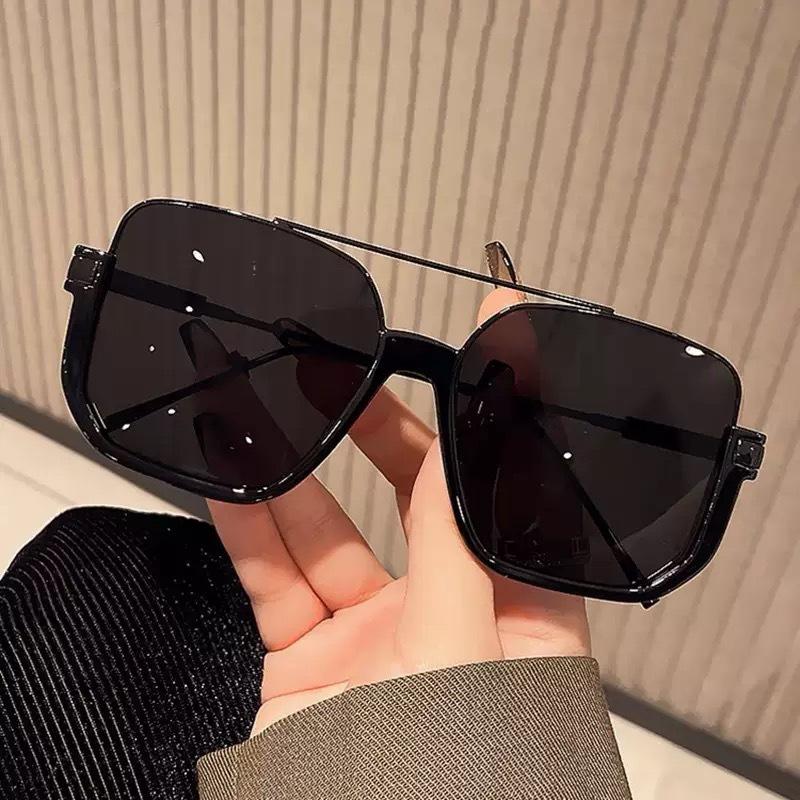 Women's Sunglasses Retro Large Frame Glasses Ins Women's Sunglasses Black Tea Frame Glasses Korean Sunglasses Men's Sunglasses