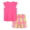 Completo Estivo a Maniche Corte da Bambina 2024 Abbigliamento per Bambini T-shirt + Pantaloncini a Quadri Set da 2 Pezzi Outfit Casual