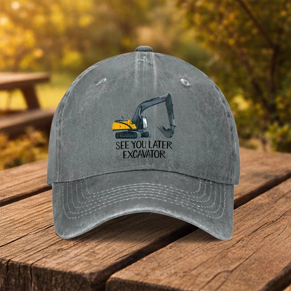 Excavator Pattern Baseball Cap Unisex Duckbill Hat for Outdoor Sports Fitness Travel MultiColor