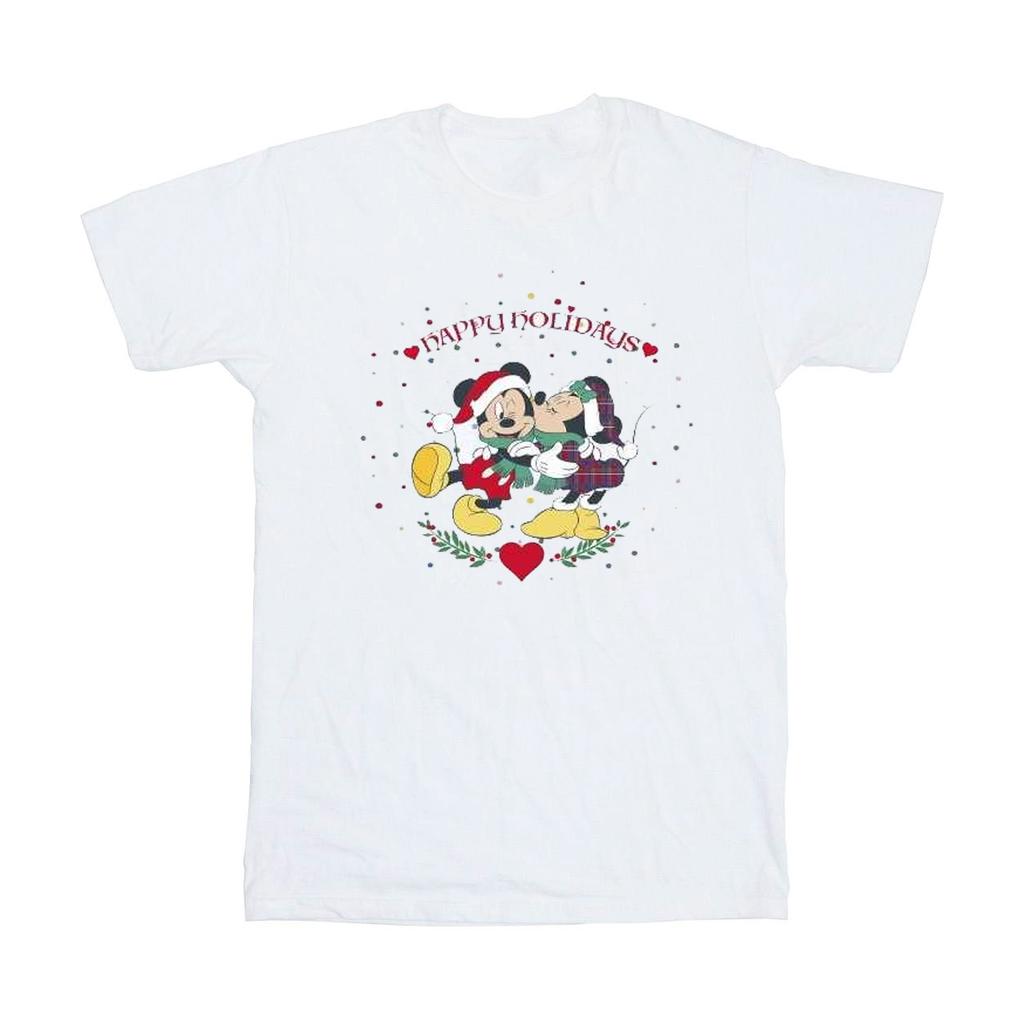 Disney Womens/Ladies Mickey Mouse Mickey Minnie Christmas Cotton Boyfriend T-Shirt