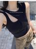 #Summer New Spice Girl Wind Diagonal Shoulder Strap Irregular Vest Women Slim Short Fixed with Chest Pad Top