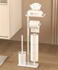 Floor-Standing Bathroom Tissue and Brush Holder with Vertical Storage Rack