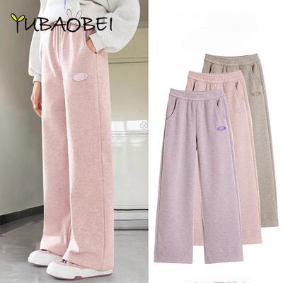 Girls' Pants 2024 Spring Autumn Wide-leg Pants Cotton Casual Sports Trousers for Children Sweatpants