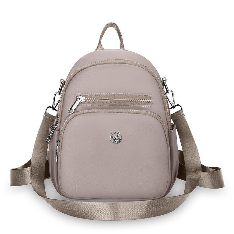Women's Solid Color Backpack Lightweight Student Schoolbag Multifunctional Crossbody Shoulder Handbag