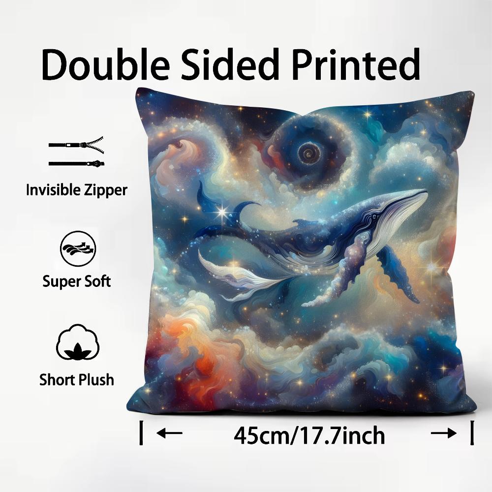 Whale Fashion Cushion Cover Plush Fabric Soft DoubleSided Printed Sofa Warm Winter Home Child Gift Pillow Case