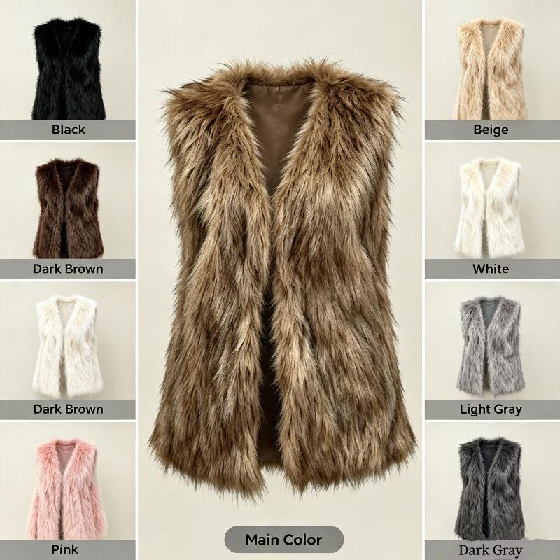 Autumn and Winter Medium and Long Imitation Fox Fur Coat Vest Women's Sleeveless Cardigan Multi-color Optional Women's Clothing