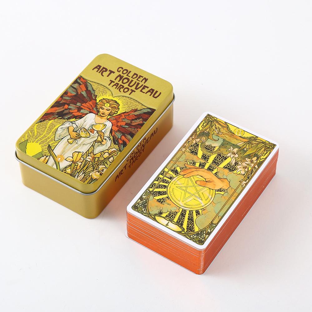 Baraja de Tarot Dorado con Caja de Hierro e Instrucciones