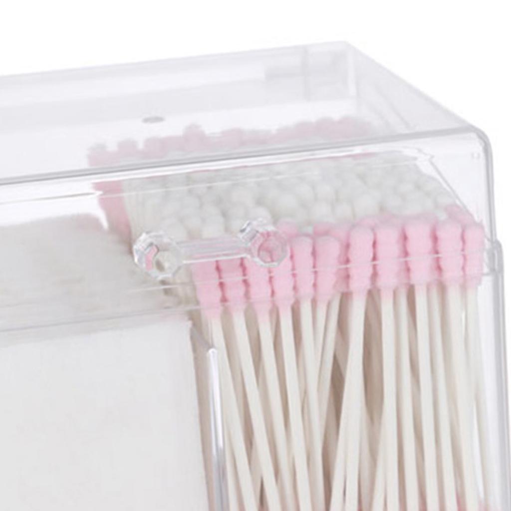 Clear Cotton Swab Box Dustproof Waterproof Acrylic Transparent Cotton Swab Organizer with Lid for Co