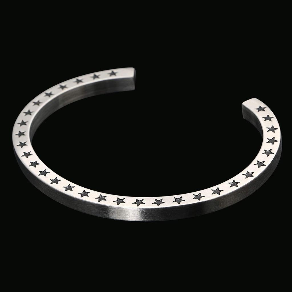 Bracelet Star Star Open Bangle Stainless Steel Silver [ZIYMU] Men's Women's zm-b-027s