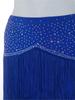 Pantaloni da Donna Latini Tango con Frange Vita Strass Strati Nappe Gamba Dritta per Cha-cha Rumba Allenamento Competizione Sala da Ballo