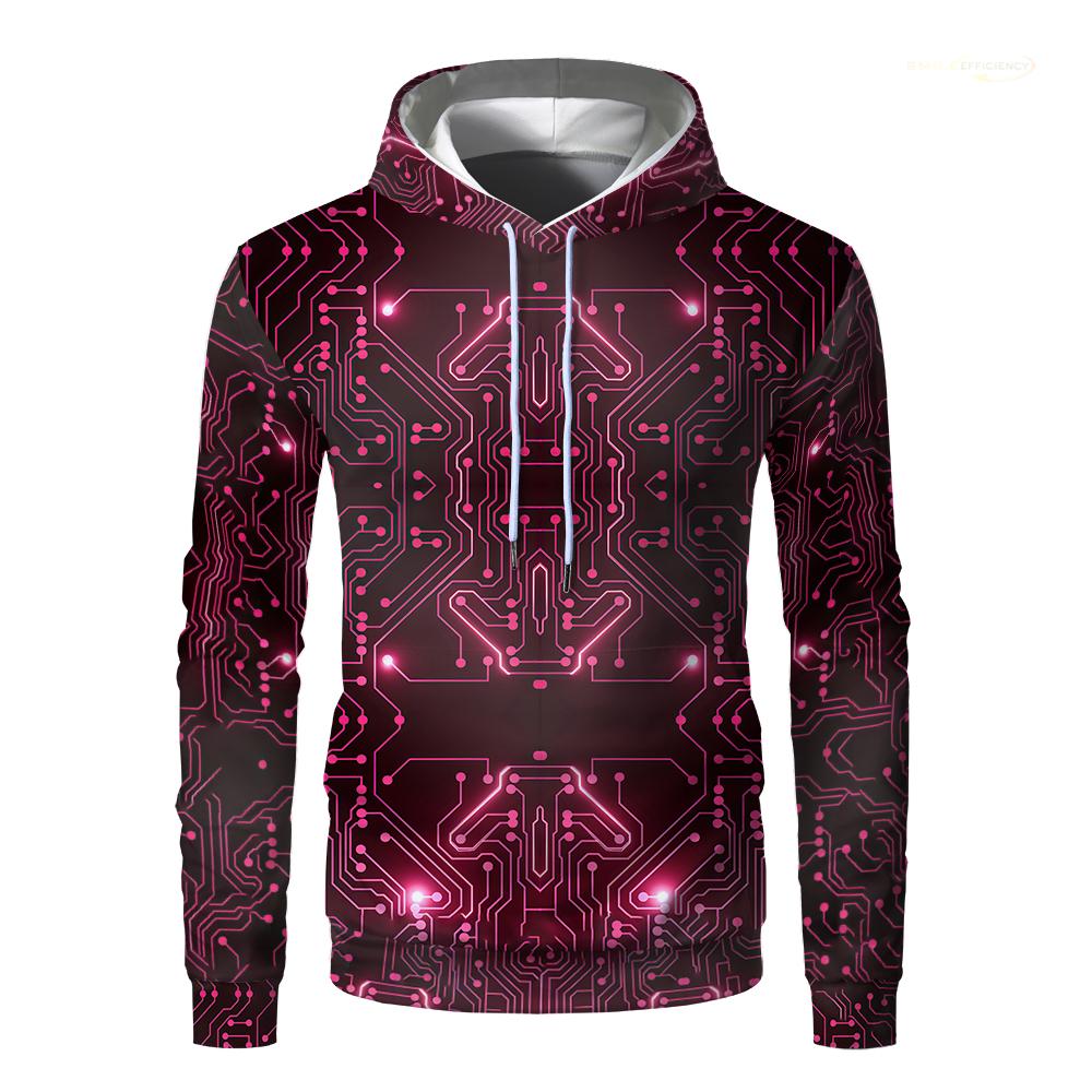 2023 Electronic Chip Pattern Fashion Devil 3D Printing Hoodie Men's Casual Funny Pullover Hip Hop