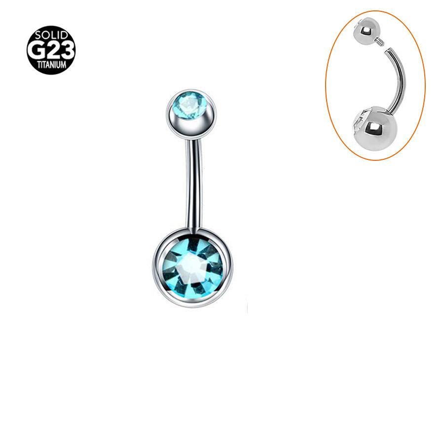 Double Ball Internally Threaded Zircon Navel Ring F136 Titanium Belly Button Jewelry G23 Titanium Body Piercing