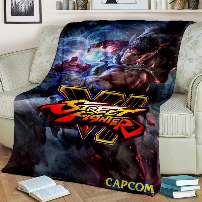 Street Fighter Retro Game SF Gamer Deken, Zachte Plaid voor Huis Slaapkamer Bed Bank Picknick Reizen Kantoor Dekentje Kinderen