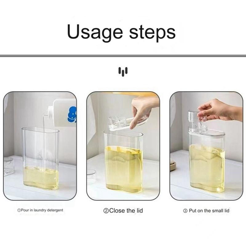 Transparent Laundry Detergent Dispenser Bottle Sealed Tank for Detergent Powder Bleach Laundry RoomJAS