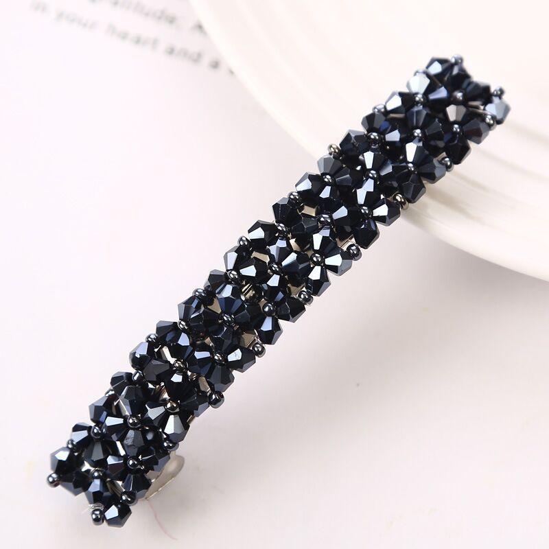 Light luxury crystal hairpin, high-end headgear, flash diamond edge clip, handmade jewelry, hair accessories.
