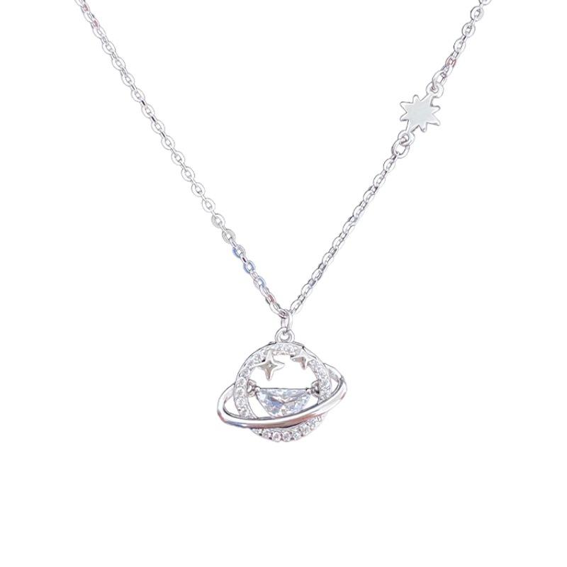 

925 Silver Planet Necklace for Women , Fashion Pendant Chain , Trendy Daily Wear Jewelry 925 silver