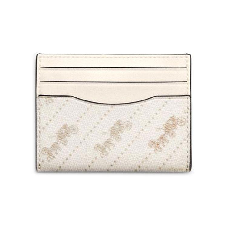 

Coach Card Case 10 Monogram Print Leather Mini Storage Wallet Unisex Wallets White C4287-QBCAH Basic Set (Bag+Dust Bag)