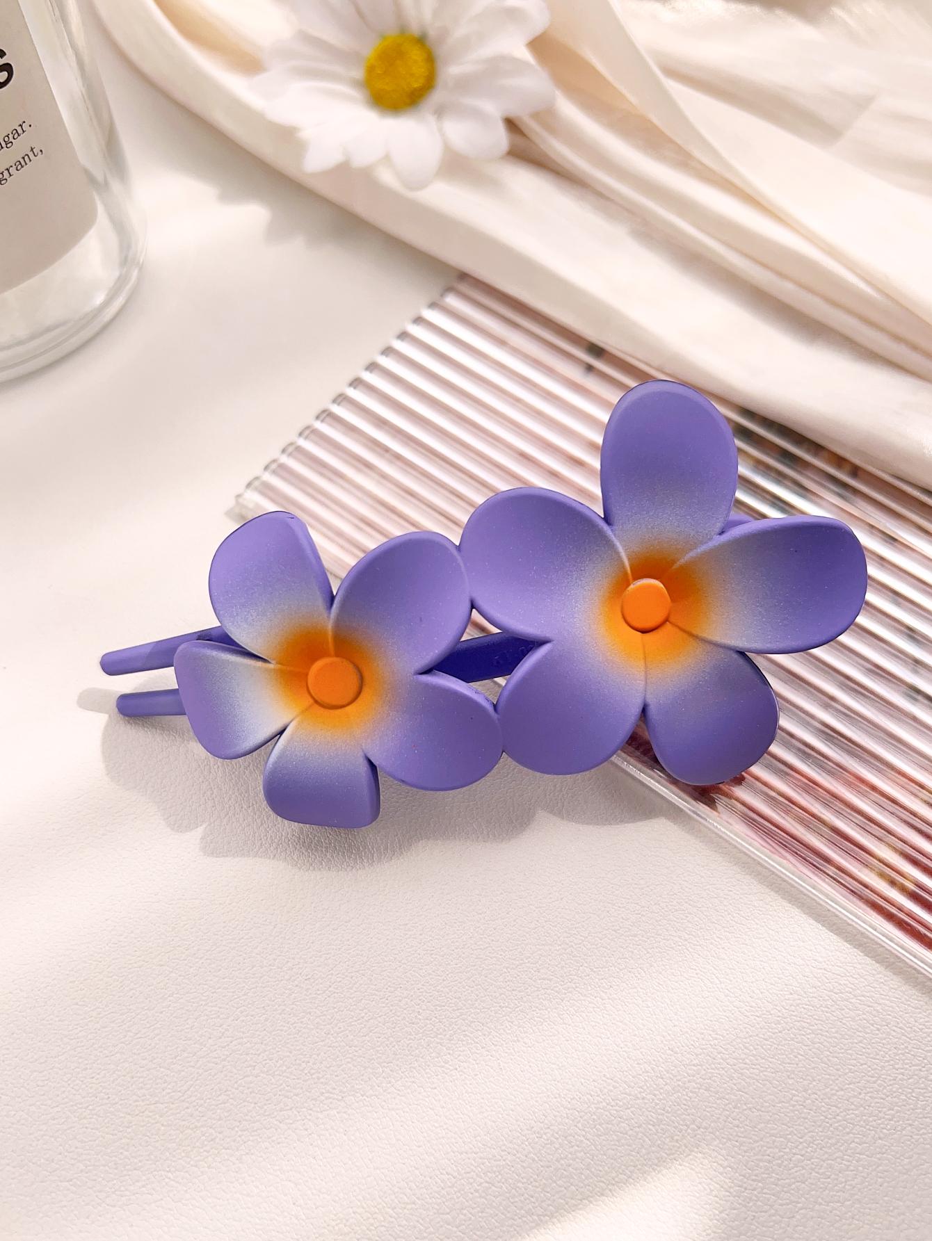 

Summer Large Hair Clips Elegant Frosted Butterfly Flower Barrettes Women Beach Hawaii Floral Hairpins Simple Duckbill Headwear Quality