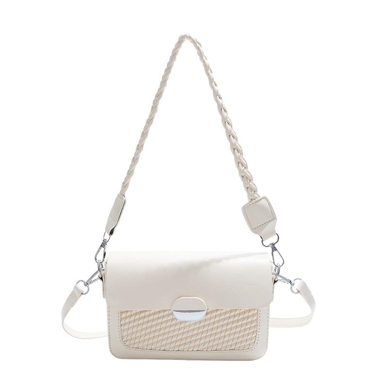 Fashion texture small square bag women's autumn new simple solid color commuter shoulder messenger bag