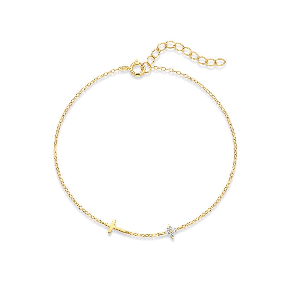 14K Gold Plated Four Leaf Clover Flower Shaped Zircon Bracelet for Women Fashion Exquisite Adjustable Bracelet Jewelry Gift