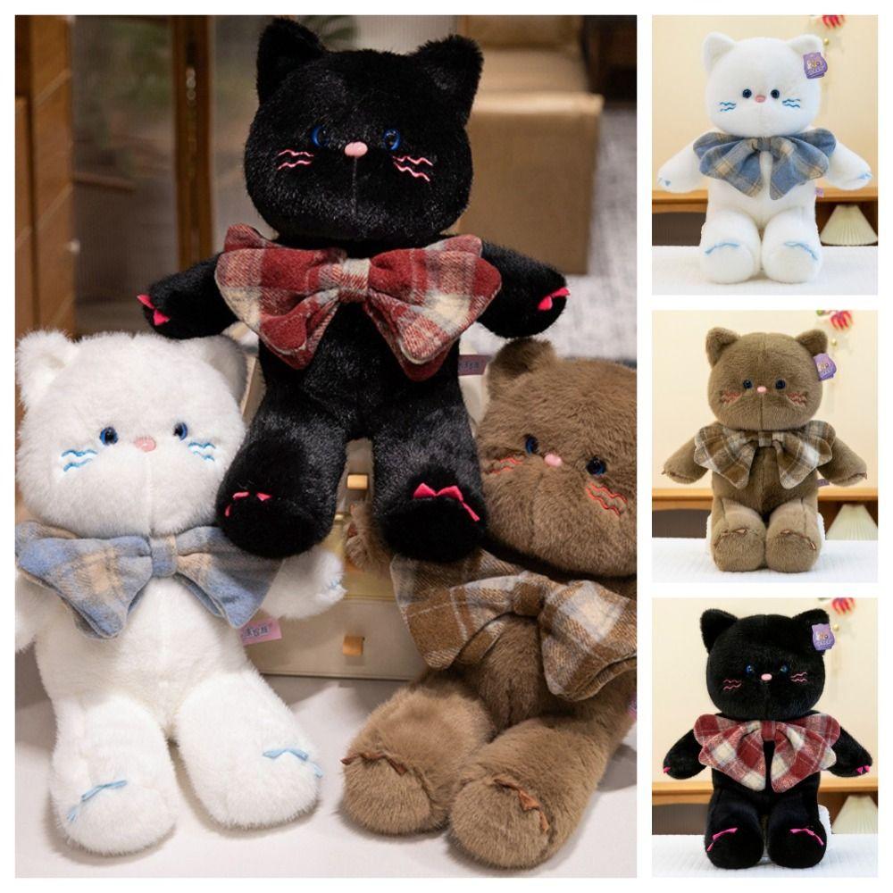 

PP Cotton Big Bow Cat Doll Soft Chubby Kitten Stuffed Toy Bow Kitten Plush Toys Birthday Parties білий