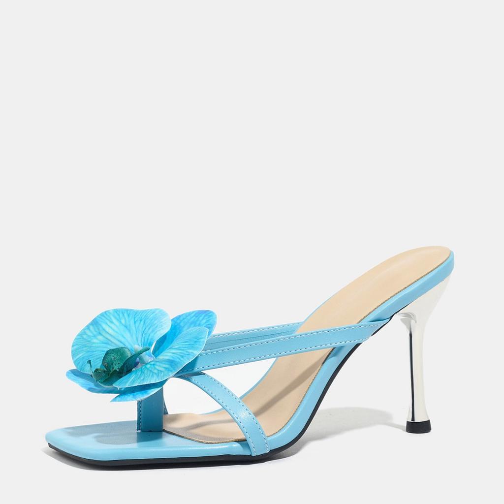 Fashion Design Blue Orchid Women Sexy Slingback Sandals Summer Open Toe Slip on Back Strap Ladies Shoes High Heels Tacones